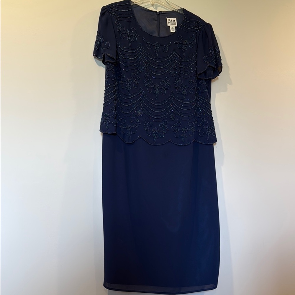Women’s 18 R & M Richard’s Elegant Navy Blue Dress